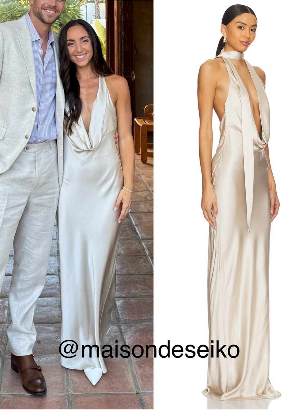 NWT NBD Maxi Dress Satin Naila Halter Cowl Neck Gown Wedding Guest M